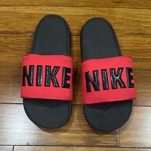 Nike Kids Black and Red Slide Sandals